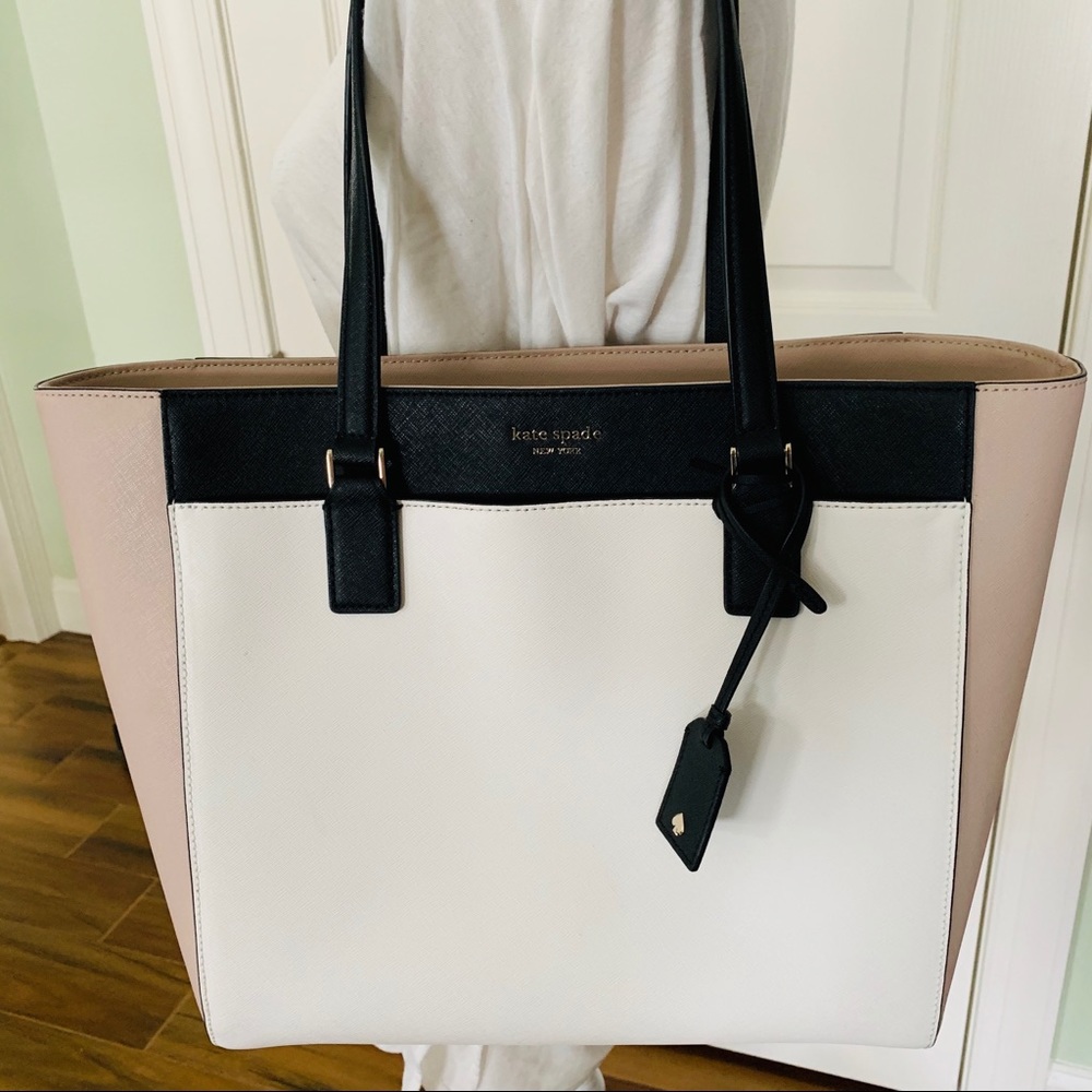 Kate spade LARGE Cameron laptop tote black beige - Picture 2 of 8